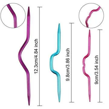 WILLBOND 9 Pieces Cable Stitch Holders, Mixed Color Aluminum Cable Needles Stitch Holders, Safety Pin Brooch Weaving Sweater Knitting Tool, Bent Tapestry Needles for Yarn Sewing Knitting