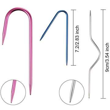 WILLBOND 9 Pieces Cable Stitch Holders, Mixed Color Aluminum Cable Needles Stitch Holders, Safety Pin Brooch Weaving Sweater Knitting Tool, Bent Tapestry Needles for Yarn Sewing Knitting