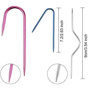 WILLBOND 9 Pieces Cable Stitch Holders, Mixed Color Aluminum Cable Needles Stitch Holders, Safety Pin Brooch Weaving Sweater Knitting Tool, Bent Tapestry Needles for Yarn Sewing Knitting