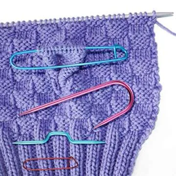 WILLBOND 9 Pieces Cable Stitch Holders, Mixed Color Aluminum Cable Needles Stitch Holders, Safety Pin Brooch Weaving Sweater Knitting Tool, Bent Tapestry Needles for Yarn Sewing Knitting