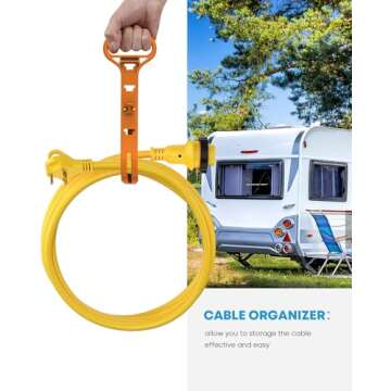 Kohree 30 Amp RV Power Extension Cord 50 ft with Grid Handle Heavy Duty, 30M/30F 90 Degree Locking Adapter, LED Indicator & 15M/30F Power Adapter(1875 W), 125V, 3750W, ETL Listed STW Wire