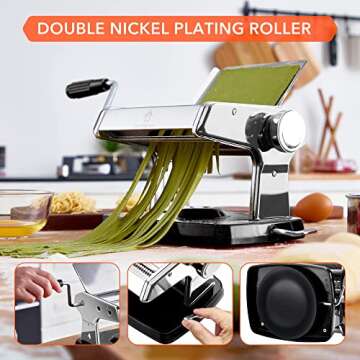Befano Manual Pasta Maker - Adjustable Thickness & Durable Stainless Steel