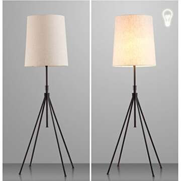 Floor Lamps Vertical Lamps Light Modern Fabric Lamp Shade Floor Lamp, Height Adjustable Standing Lamp for Living Room Bedroom Cafe Study Standing Lamps Lights Lighting (Color : Linen)