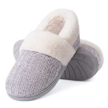 Evshine Women's Memory Foam Slippers - Grey 7-8