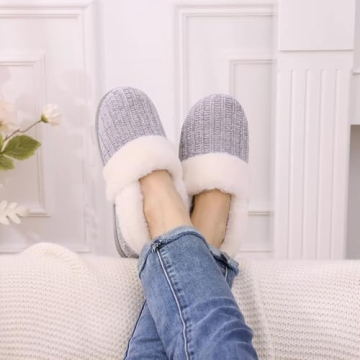 Evshine Women's Memory Foam Slippers - Grey 7-8