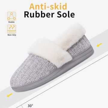 Evshine Women's Memory Foam Slippers - Grey 7-8