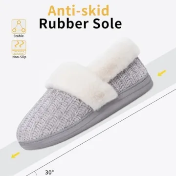 Evshine Women's Memory Foam Slippers - Grey 7-8