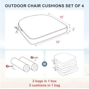 Favoyard Outdoor Chair Cushions 19"x19" Waterproof Set of 4 for Patio