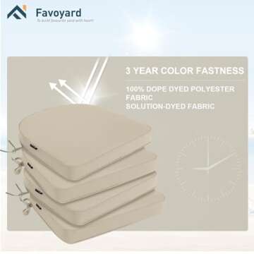 Favoyard Waterproof Outdoor Chair Cushions Set of 4