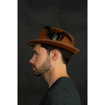 Stylish Bavarian Oktoberfest Hat with Feather Accents for Adults