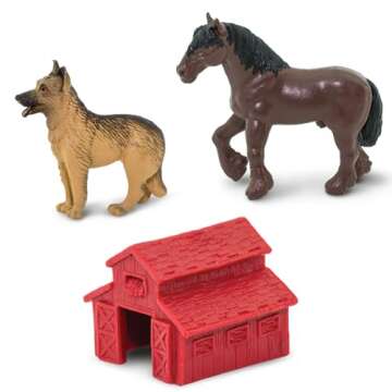 Safari Ltd. Country Farm TOOB - Figurines of Cow, Farmer, German Shepherd, Shire Horse, Rooster, Trailer, Tractor, Pig, Hay Bale, Ewe, Barn - Educational Toy Figures For Boys, Girls & Kids Ages 3+