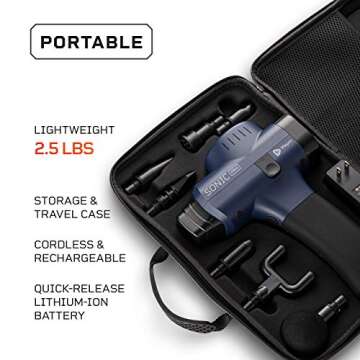 LifePro Sonic Pro Percussion Massage Gun - Deep Tissue Muscle Massager for Athletes with 8 Attachments for Neck and Back - Handheld Electric Back Massager