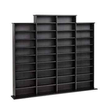 Prepac 4 Column Tall Cabinet Media, Quad Width Wall Storage, Black