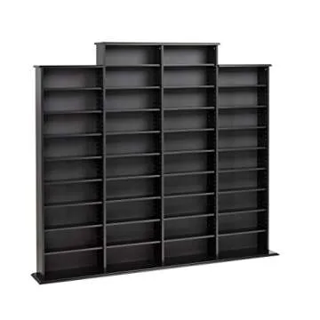 Prepac 4 Column Tall Cabinet Media, Quad Width Wall Storage, Black