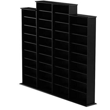 Prepac 4 Column Tall Cabinet Media, Quad Width Wall Storage, Black