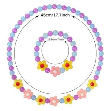 Yarkeuier Girls Jewelry Set - Cute Flower Beads Necklace Bracelet-Toddler Girls Flower Jewelry - Str...