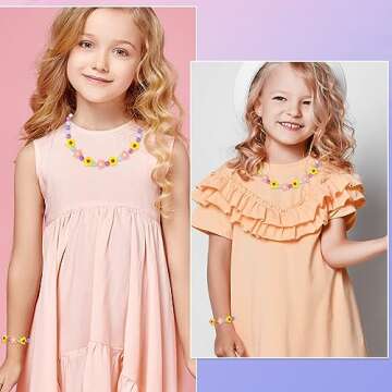 Yarkeuier Cute Flower Beads Jewelry Set for Girls