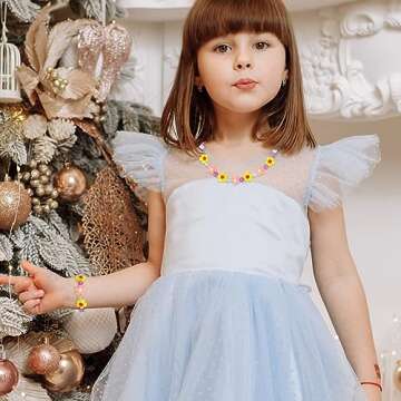 Yarkeuier Cute Flower Beads Jewelry Set for Girls