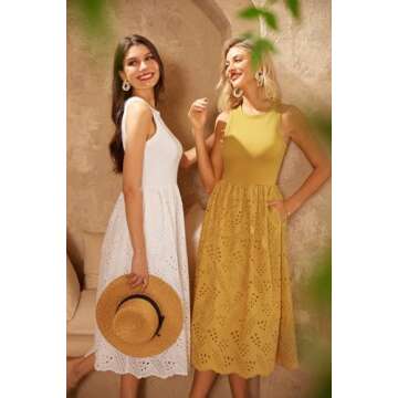 GRACE KARIN Spring Dresses for Women Sleeveless Tank Dress A Line Midi Dress with Pockets High Waist...