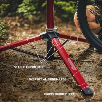 FEEDBACK SPORTS | Pro Mechanic HD (Heavy Duty) Bike Repair Stand | Lightweight, Stable Bicycle Workstand W/Tripod Base | Red