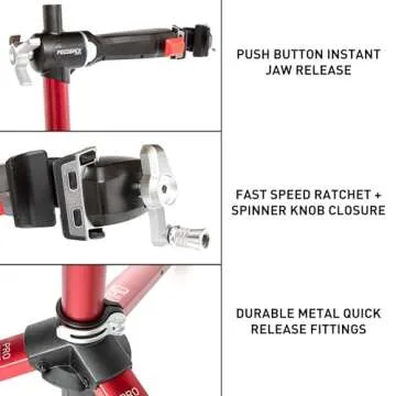 FEEDBACK SPORTS | Pro Mechanic HD (Heavy Duty) Bike Repair Stand | Lightweight, Stable Bicycle Workstand W/Tripod Base | Red