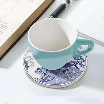 Elegant Cute Drinking Coasters Set - Ceramic and Cork Design