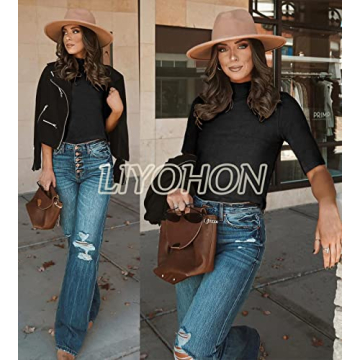 LIYOHON Women's Dressy Casual Mock Turtleneck Top