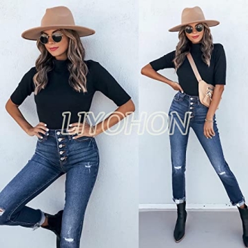 LIYOHON Women's Dressy Casual Mock Turtleneck Top