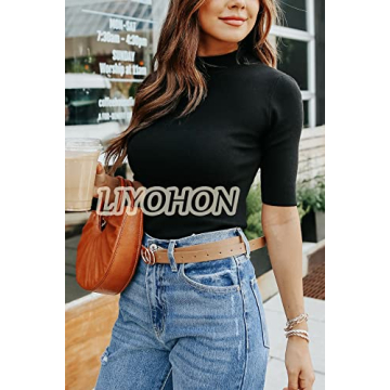 LIYOHON Women's Dressy Casual Mock Turtleneck Top