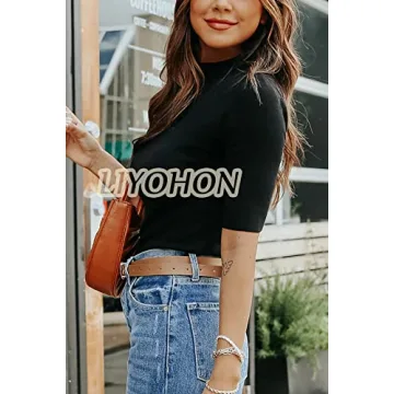 LIYOHON Women's Dressy Casual Mock Turtleneck Top