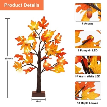 Fall Lighted Maple Tree for Thanksgiving Home Decor