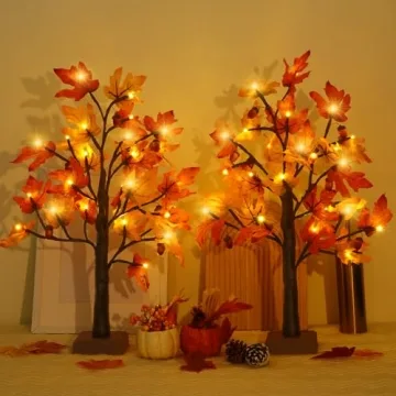 Fall Lighted Maple Tree for Thanksgiving Home Decor