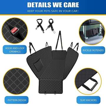 WoofKnows Dog Car Seat Cover for Back Seat Dog Seat Cover with Storage Pocket Dog Hammock Protects Against Dirt Dog Seat Covers for Cars Scratch Prevention Fits for SUVs and Trucks 54"x 58", Black