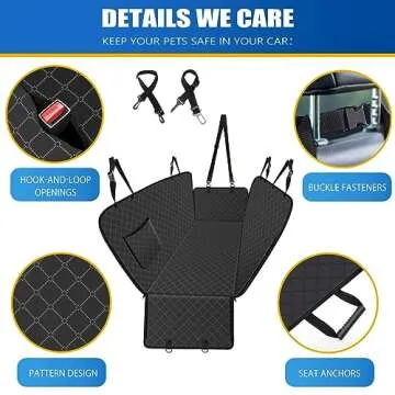 WoofKnows Dog Car Seat Cover for Back Seat Dog Seat Cover with Storage Pocket Dog Hammock Protects Against Dirt Dog Seat Covers for Cars Scratch Prevention Fits for SUVs and Trucks 54"x 58", Black