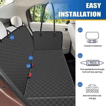 WoofKnows Dog Car Seat Cover for Back Seat Dog Seat Cover with Storage Pocket Dog Hammock Protects Against Dirt Dog Seat Covers for Cars Scratch Prevention Fits for SUVs and Trucks 54"x 58", Black