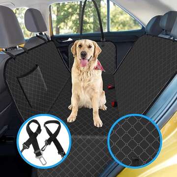 WoofKnows Dog Car Seat Cover for Back Seat Dog Seat Cover with Storage Pocket Dog Hammock Protects Against Dirt Dog Seat Covers for Cars Scratch Prevention Fits for SUVs and Trucks 54"x 58", Black