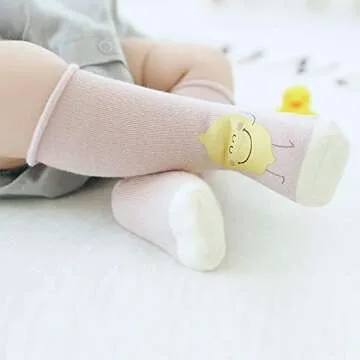 Nemo Baby Unisex Baby Girl Boy Organic Cotton Knee High Socks All seasons (pack of 3) (6-12 month, Ivory, Mustard, Gray-Blue)