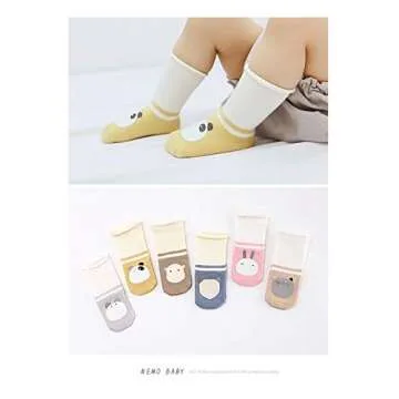 Nemo Baby Unisex Baby Girl Boy Organic Cotton Knee High Socks All seasons (pack of 3) (6-12 month, Ivory, Mustard, Gray-Blue)