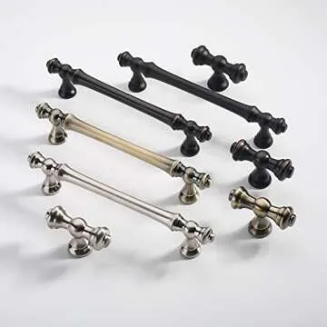 Asidrama 6 Pack 5 Inch(128mm) Matte Black Kitchen Cabinet Handles, Cabinet Pulls Kitchen Cabinet Har...