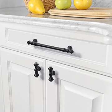 Asidrama 6 Pack 5 Inch(128mm) Matte Black Kitchen Cabinet Handles, Cabinet Pulls Kitchen Cabinet Hardware for Cupboard Drawer Pulls Dresser Handles