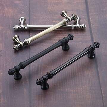 Asidrama 6 Pack 5 Inch(128mm) Matte Black Kitchen Cabinet Handles, Cabinet Pulls Kitchen Cabinet Hardware for Cupboard Drawer Pulls Dresser Handles