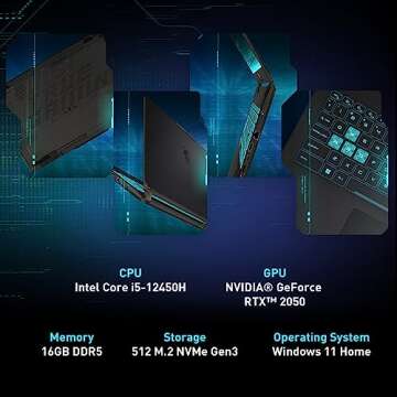 MSI Cyborg 15 Gaming Laptop: Intel Core i5-12450H GeForce RTX 2050, 15.6" FHD, 144Hz, 16GB DDR5, 512...