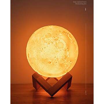 LIGHTYZR Humidifier 3D Moon Lamp Humidifier with LED 3 Colors Night Light USB Aromatherapy Diffuser Branch Stand Desk Humidifier