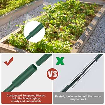 NovDeco Garden Hoops, 12 Sets of 7ft Long Greenhouse Hoops Grow Tunnel, Rust-Free Support Hoops Frame Support for Raised Bed, Garden Stakes, Garden Fabric, Garden Mesh Netting, 50pcs