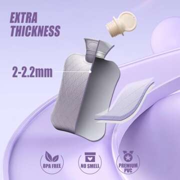 FORICOM Hot Water Bottle with Cover,Hot Water Bag for Pain Relief 2Liter,Heating Pad,Hand Warmer,War...