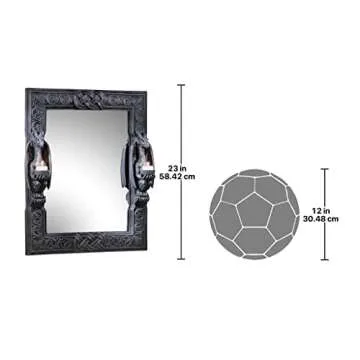 Thorne Twin Dragons Gothic Wall Mirror and Candle Holders