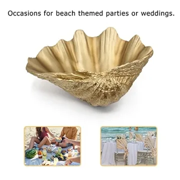 ALIWINER Gold Clam Shell Bowl for Beach Home Decor
