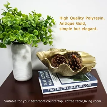 ALIWINER Gold Clam Shell Bowl for Beach Home Decor