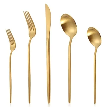 LAZAHOME Matte Gold Silverware Set for 8 - Elegant 40-Piece Stainless Steel Flatware