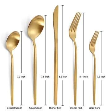 LAZAHOME Matte Gold Silverware Set 40-Piece Stainless Steel Flatware